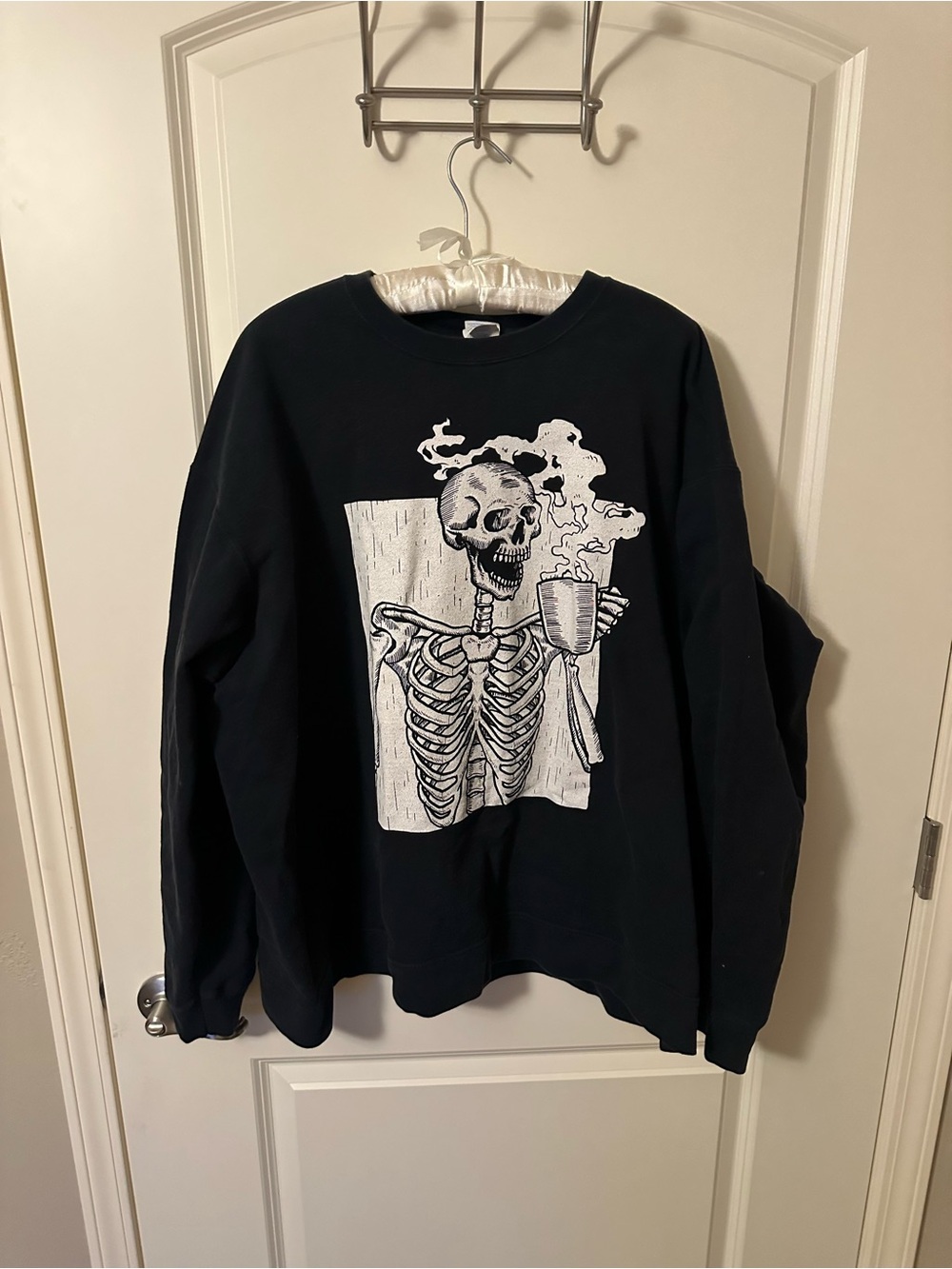 Black Sweatshirt with White Skeleton Graphic. 2x